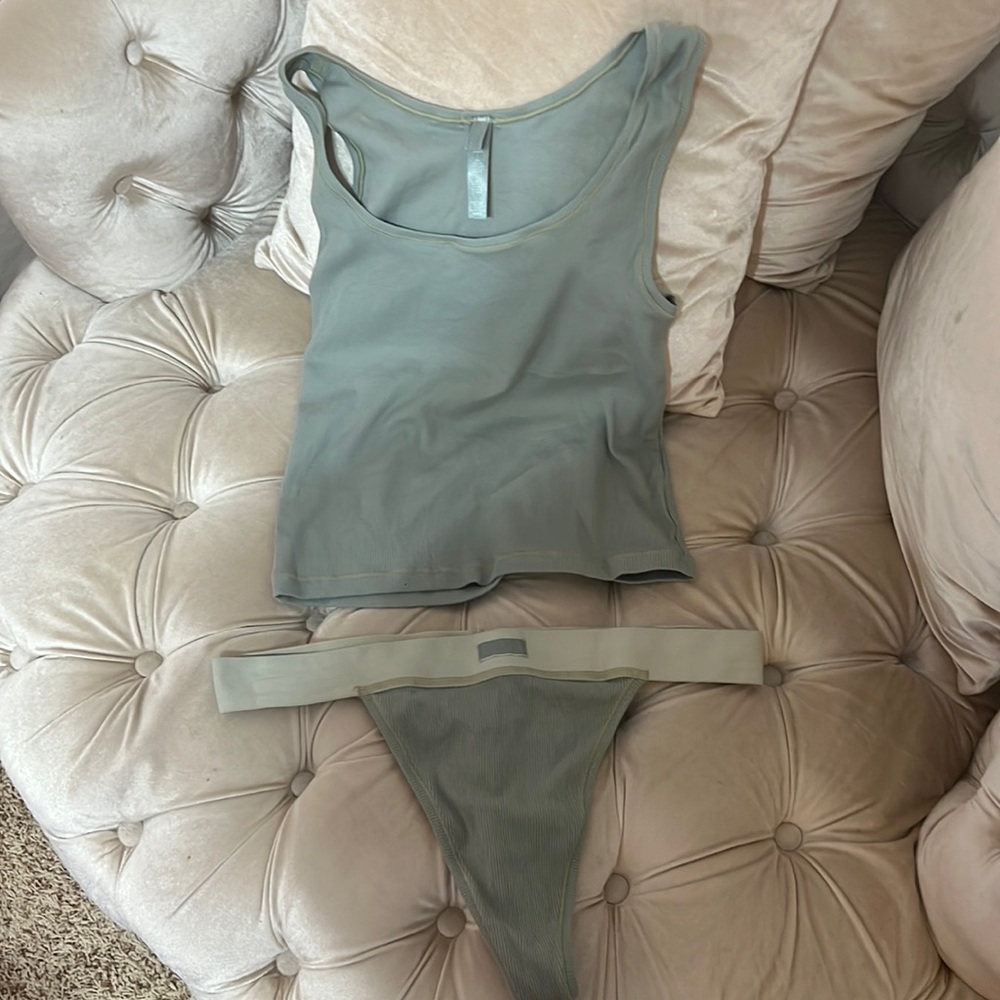 Skims ribbed tank and thong set